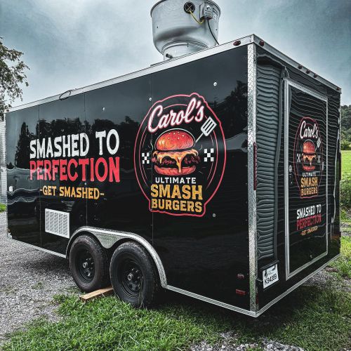 Food Trailer Graphics for Carol's Smash Burgers in Junior, WV
